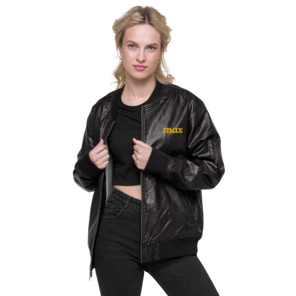 MAX Classic Leather Bomber Jacket (Black or Brown) - Image 2