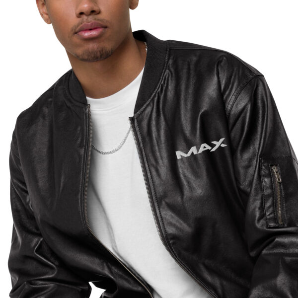 MAX Modern Leather Bomber Jacket (Black or Brown) - Image 3