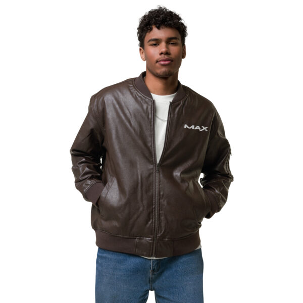 MAX Modern Leather Bomber Jacket (Black or Brown) - Image 5