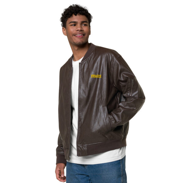 MAX Classic Leather Bomber Jacket (Black or Brown) - Image 4