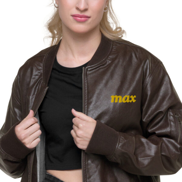 MAX Classic Leather Bomber Jacket (Black or Brown) - Image 5